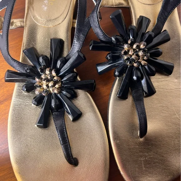 Kate Spade Freda Beaded Embellished Gold Leather Sandals Size 7.5 - Picture 6 of 7